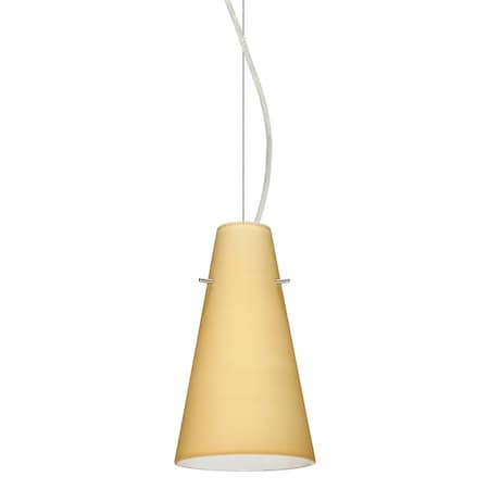 Besa Lighting Cierro Cable Pendant, Vanilla Matte, Satin Nickel Finish, 1x100W Incandescent 1KX-4124VM-SN